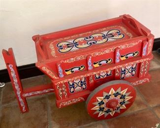 Costa Rica rolling Tea / Ox  cart - folk art with storage