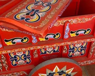 Costa Rica rolling Tea / Ox  cart - folk art with storage
