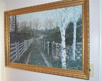 Von Trier "Birch Path" print on board