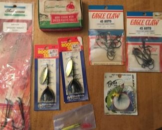 Fishing hooks & lures - Shakespeare, Worden’s, Eagle Claw, Betts, Zebco; Spesco plastic floats