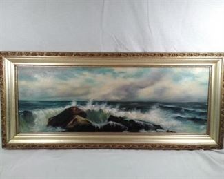 Antique Painting on Canvas Shore Line