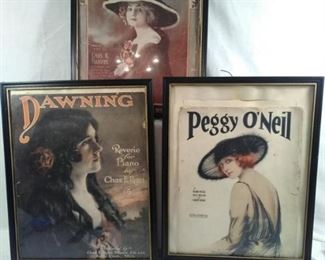 Antique Vintage Framed Sheet Music