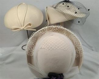 Vintage ladies wool hats in cream