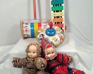 Vintage wood and metal toys