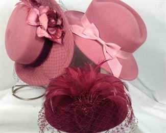 vintage wool hats in rose made in USA