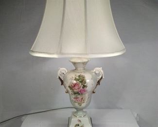 antique porcelain lamp with roses