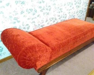 Antique Red Velvet Fainting Couch