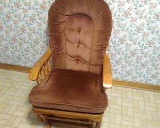 wood gliding chair with cushions