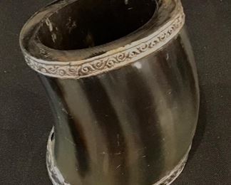Viking Horn Cut with Silver Trim 4 1/2”