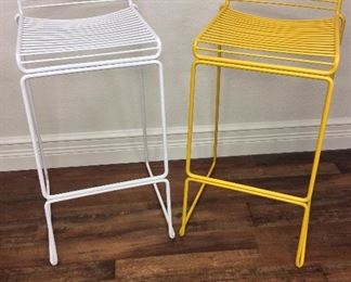 White and Yellow Kitchen Stools, 33 1/2 H x 15" W x 16" D. 