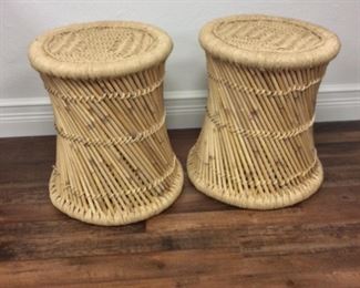 Woven Side Tables, 21" H, 16 1/2" diameter at top, 18 1/2" diameter at base. 