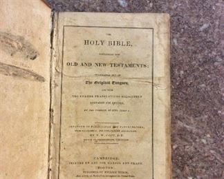 The Holy Bible containing the Old and New Testaments: Translated Out of the Original Tongues, and with the Former Translations Diligently Compared and Revised, by the Command of King James I, Arranged in Paragraphs and Parallelisms, with Philological and Explanatory Annotations, by T. W. Coit, D.D. Rector of Christ-Church, Cambridge. Published by William Peirce, 1834.