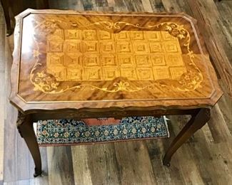 French Inlaid Marquetry Table 