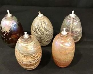 Vintage Blown Glass Oil Lamps, 4 1/2" H. 