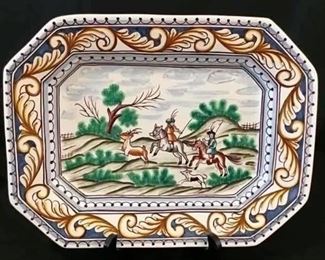 Portugese Painted Pottery Plate, 14 1/2" x 11 1/4" .
