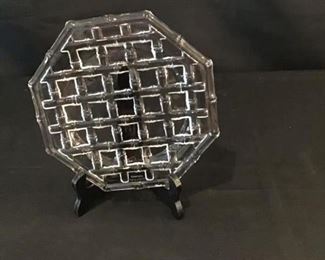Tiffany & Co Crystal Bamboo 8” Hexagon Plate 