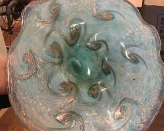 Handblown Art Glass Bowl, 10 1/2" diameter. 