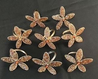Set of 8 Beaded Flower Napkin Rings 