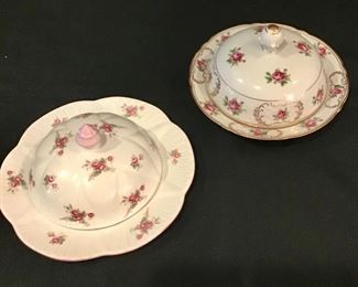 Round Covered China Butter Dishes 