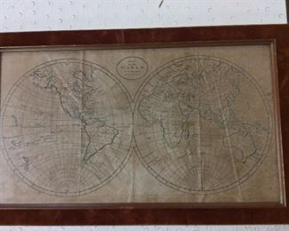World Double Hemisphere Map, "Map of the World from the Best Authorities, Doolittle Sculp, Engraved for Morse's Universal Geography". Late 18th Century Map by Jedidiah Morse. 