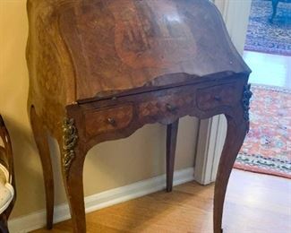 Lot #808 - $900 - Stunning Antique French Marquetry Inlaid Secretary / Desk (24" L x 17.5" W x 39" H)