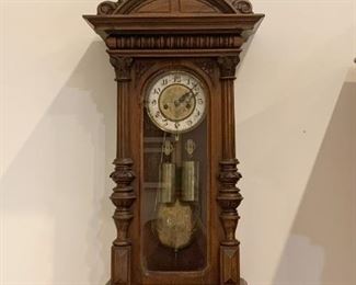 Lot #824 - $400 - Antique 19th Century German Wall Clock (42" H x 13" W)