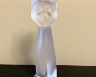 Lot #852 - $50 - Sevres Frosted Crystal Glass Cat Figure, France