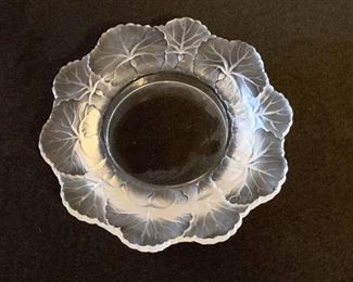 Lot #858 - $60 - Lalique Crystal Honfleur Leaf Trinket Nut Dish, France 