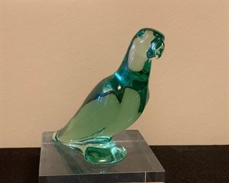 Lot #863 - $60 - Baccarat Crystal Parrot Paperweight / Figurine, France