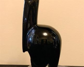 Lot #864 - $70 - Baccarat Black Crystal Pelican Paperweight / Figurine, France