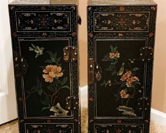 Lot #921 - $300 - Pair of Chinese Black Lacquer Cabinets