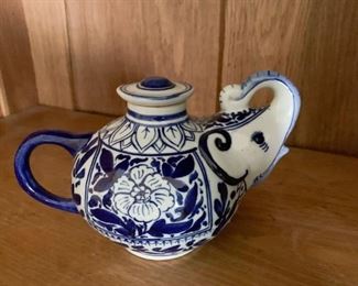 Blue & White Porcelain Elephant Bottle - NOT Available for Online Purchase.  You must purchase at the sale.