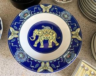 Serving Bowl - Elephant & Butterflies - NOT Available for Online Purchase.  You must purchase at the sale.