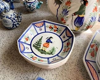 Quimper Faience French Hand Painted Dishes - NOT Available for Online Purchase.  You must purchase at the sale.