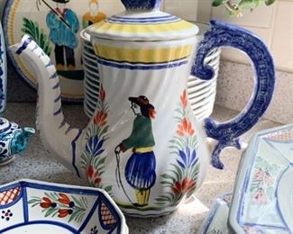 Quimper Faience French Hand Painted Teapot - NOT Available for Online Purchase.  You must purchase at the sale.