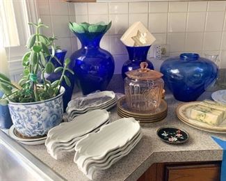 Kitchenware, Cobalt Blue Glass, Glassware - NOT Available for Online Purchase.  You must purchase at the sale.