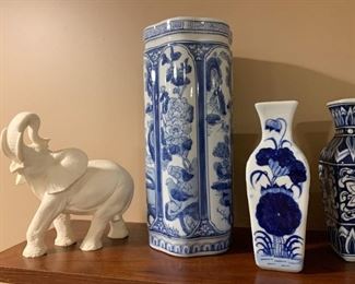 Blue & White Porcelain, Elephant Figurine - NOT Available for Online Purchase.  You must purchase at the sale.