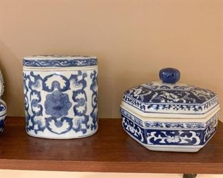 Blue & White Porcelain Containers - NOT Available for Online Purchase.  You must purchase at the sale.