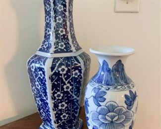 Blue & White Porcelain Vases - NOT Available for Online Purchase.  You must purchase at the sale.