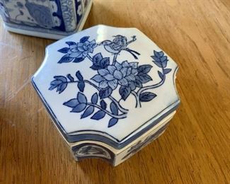 Blue & White Porcelain Trinket Box - NOT Available for Online Purchase.  You must purchase at the sale.