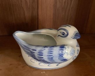 Blue & White Porcelain Bird Planter - NOT Available for Online Purchase.  You must purchase at the sale.