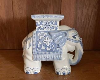 Small Blue & White Porcelain Elephant Plant Stand - NOT Available for Online Purchase.  You must purchase at the sale.