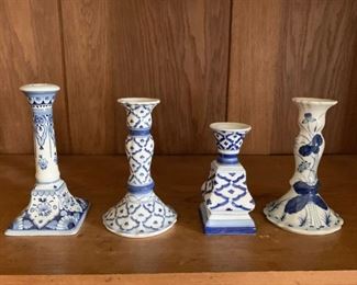 Blue & White Porcelain Candlesticks - NOT Available for Online Purchase.  You must purchase at the sale.