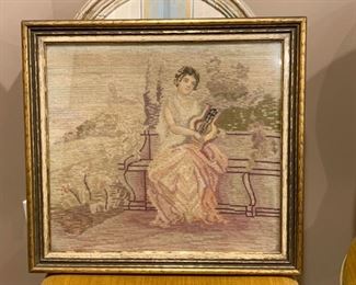Antique Framed Needlepoint- NOT Available for Online Purchase.  You must purchase at the sale.