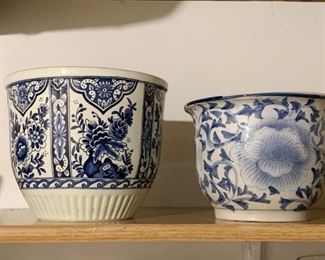 Blue & White Pottery Planters - NOT Available for Online Purchase.  You must purchase at the sale.