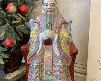 Lot #130 - $200 - Chinese Porcelain Emperor Statue (21.5" H)