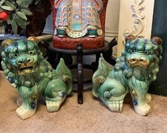 Lot #135 - $60 - Pair of Ceramic Foo Dogs (each is 11.5" L x 12" H)