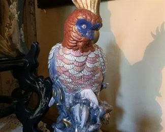 Lot #162 - $50 - Chinese Ceramic Cockatiel Figure (17.5" H)