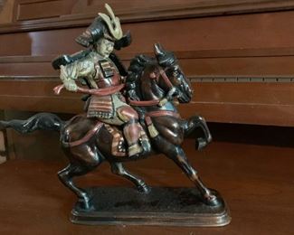 Lot #166 - $100 - Metal Samurai on Horse Statue (14" L x 5" W x 13" H)