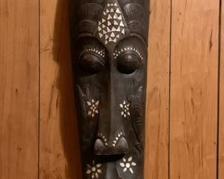 Lot #171 - $40 - Indonesian Wood Carved Mask / Wall Decor (33" H)